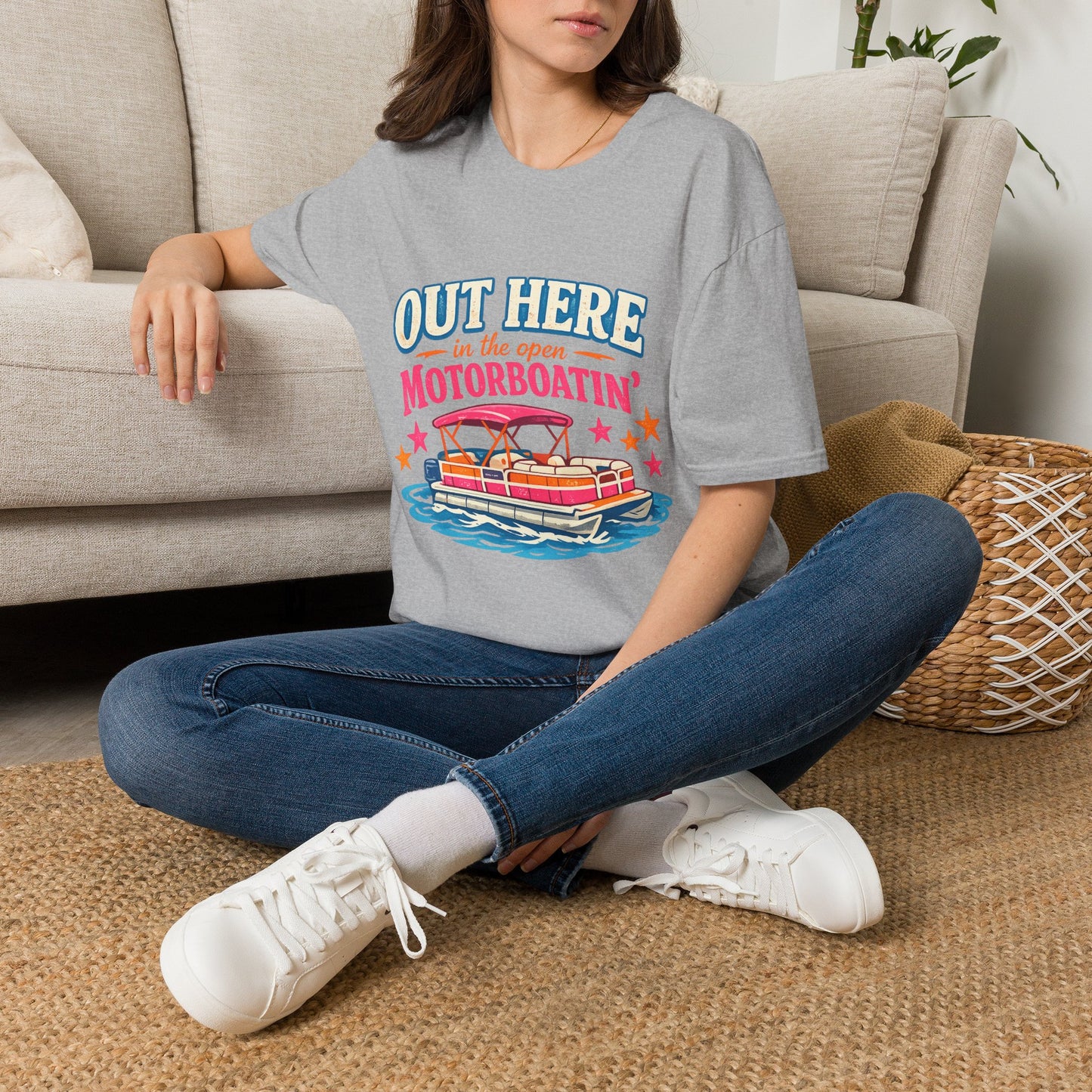 Motorboatin' T-Shirt — "Out Here in the Open" Retro Boat Graphic