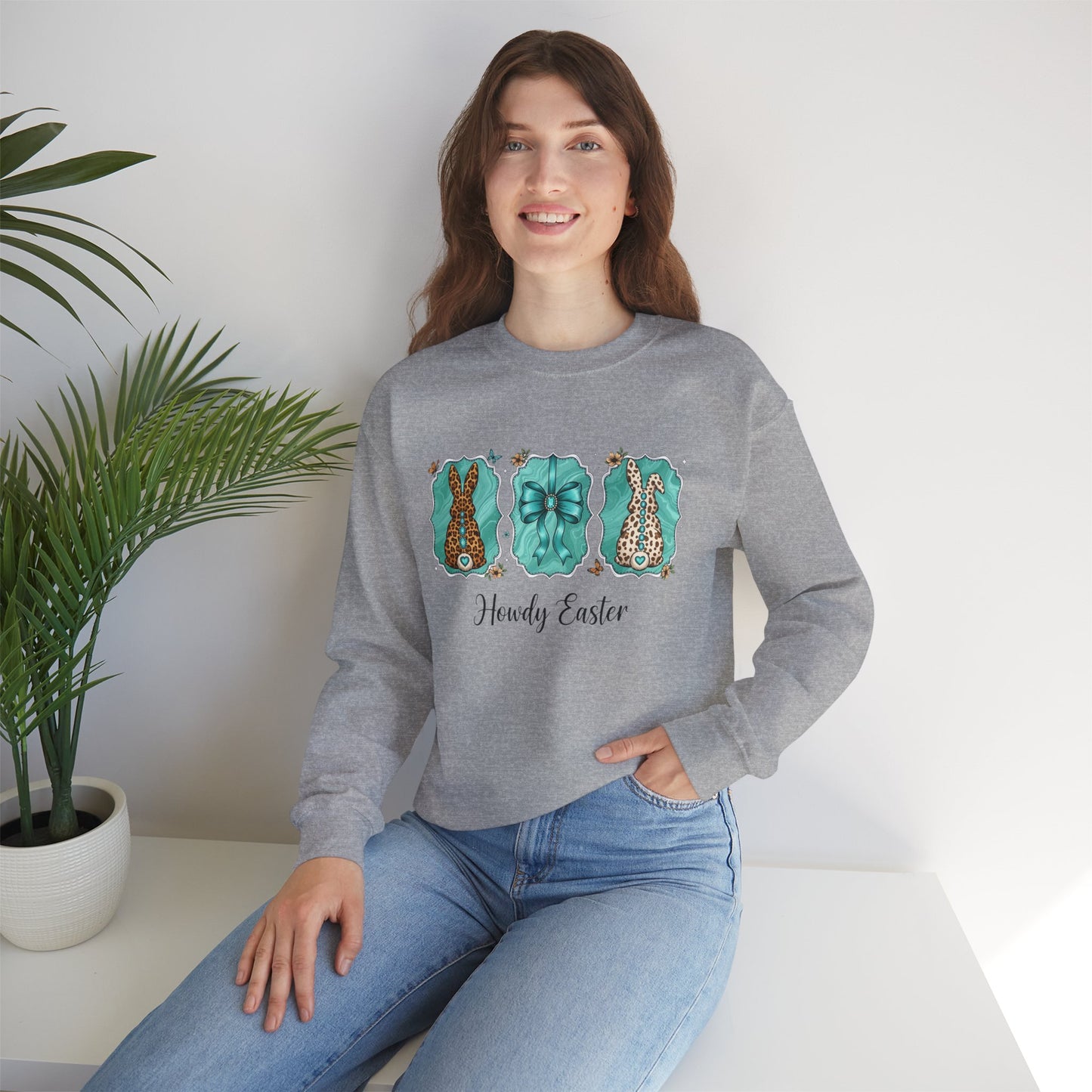 Easter Crewneck Sweatshirt — "Howdy Easter" Pastel Tee