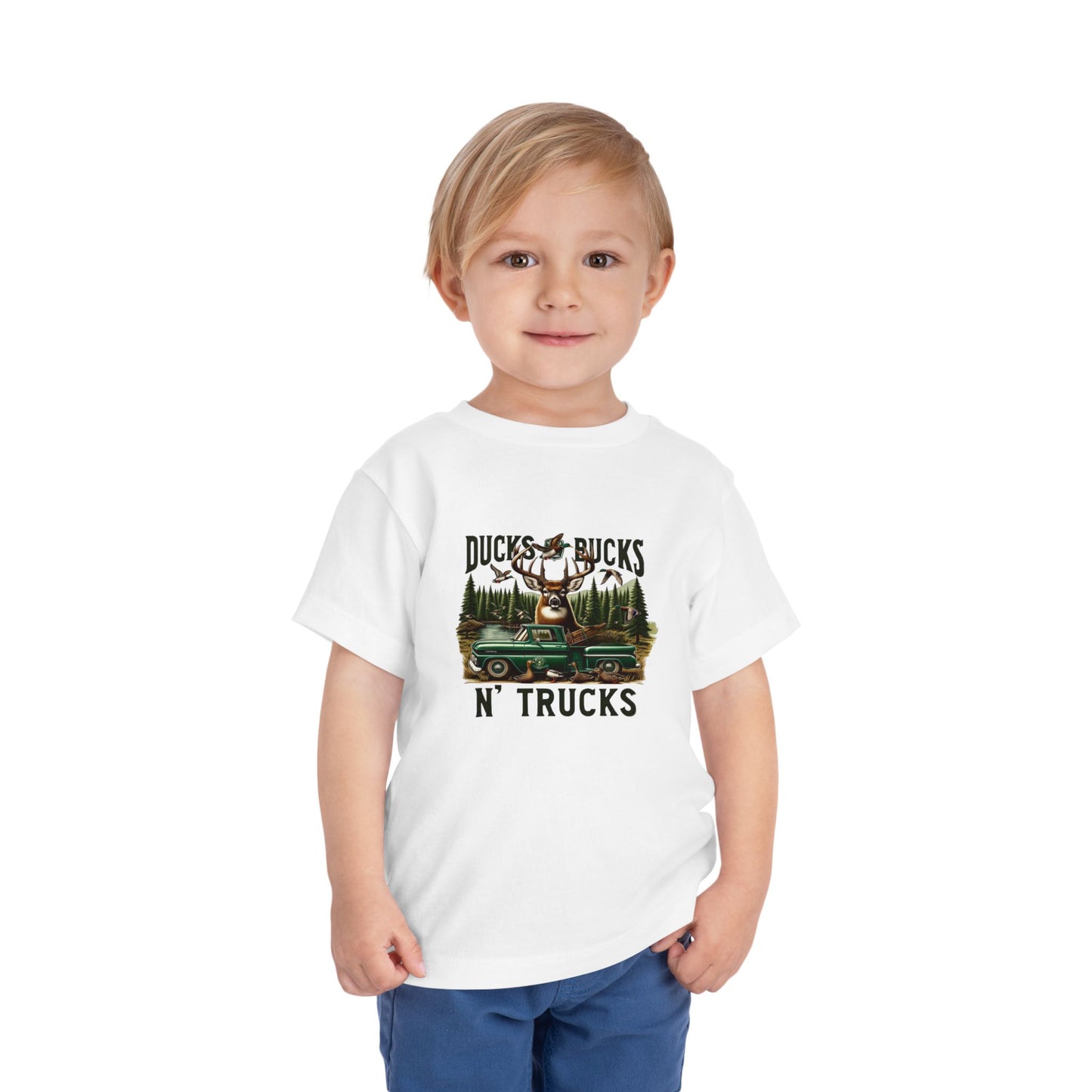 Ducks Bucks N' Trucks Toddler Tee - Cute Hunting Truck Graphic Shirt