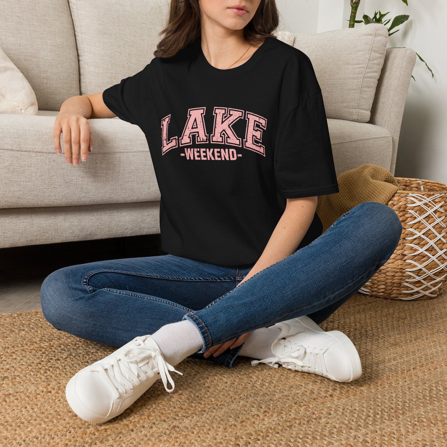 Lake Weekend T-Shirt — Retro Pink Graphic Tee for Relaxed Getaways