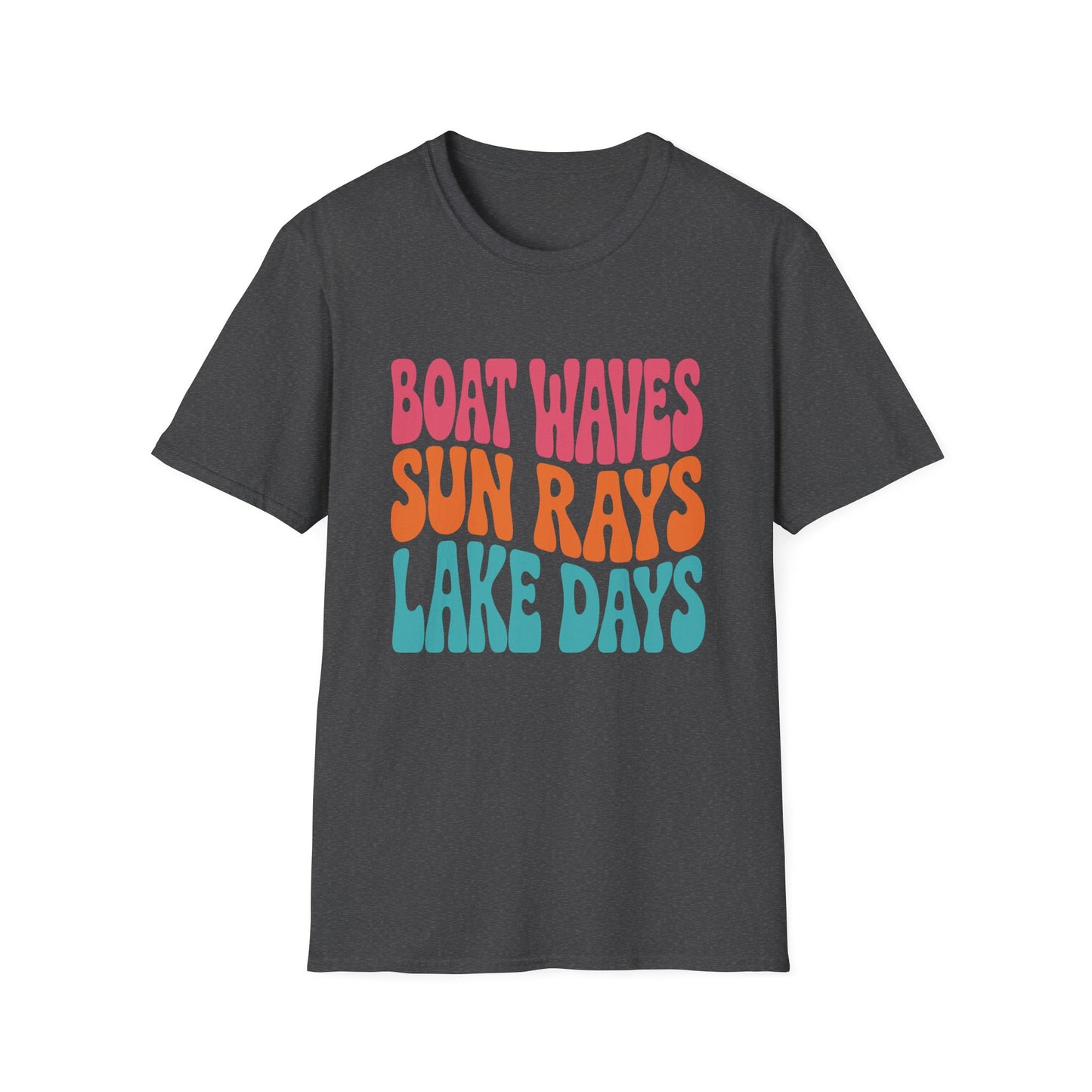 Boat Waves Sun Rays Lake Days T-Shirt — Retro Summer Lake Life Tee