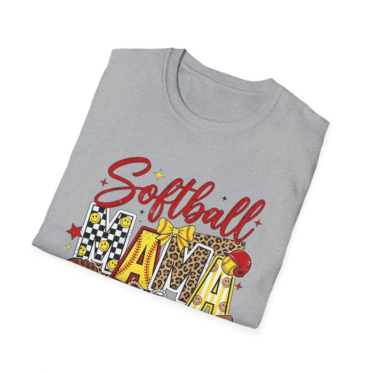 Softball Mama Graphic T-Shirt — Leopard & Glitter Sports Mom Tee