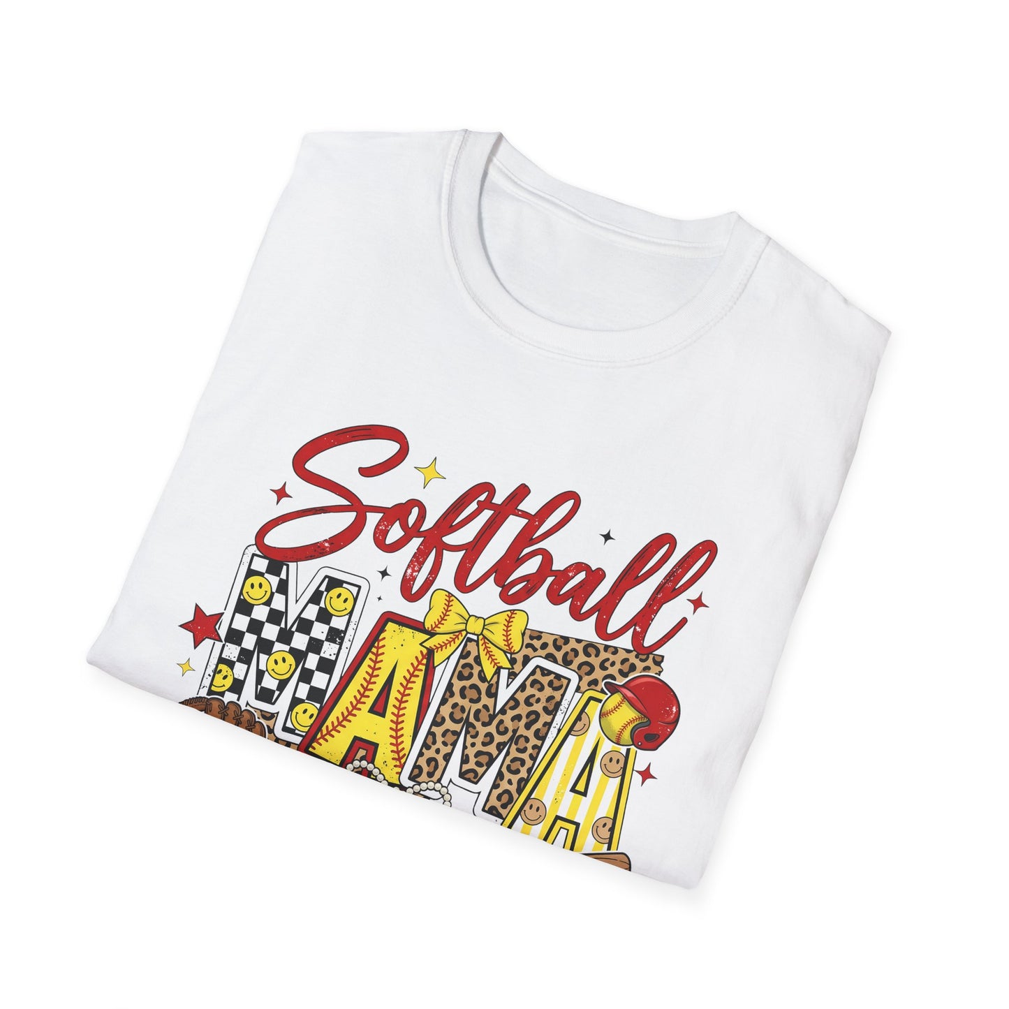 Softball Mama Graphic T-Shirt — Leopard & Glitter Sports Mom Tee
