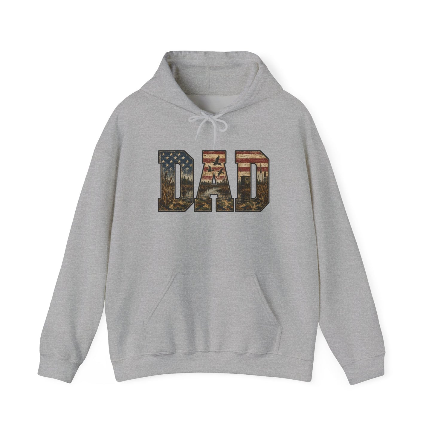 Dad Patriotic Flag Hoodie — American Flag 'DAD' Sweatshirt, Fathers Day Gift