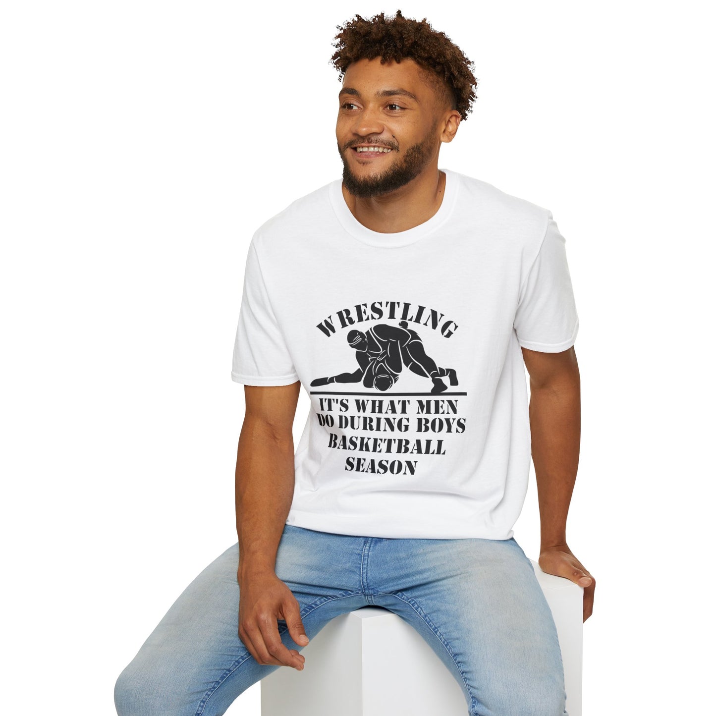 Wrestling Tee — “Wrestling: It’s What Men Do During Boys Basketball Season” Graphic T-Shirt