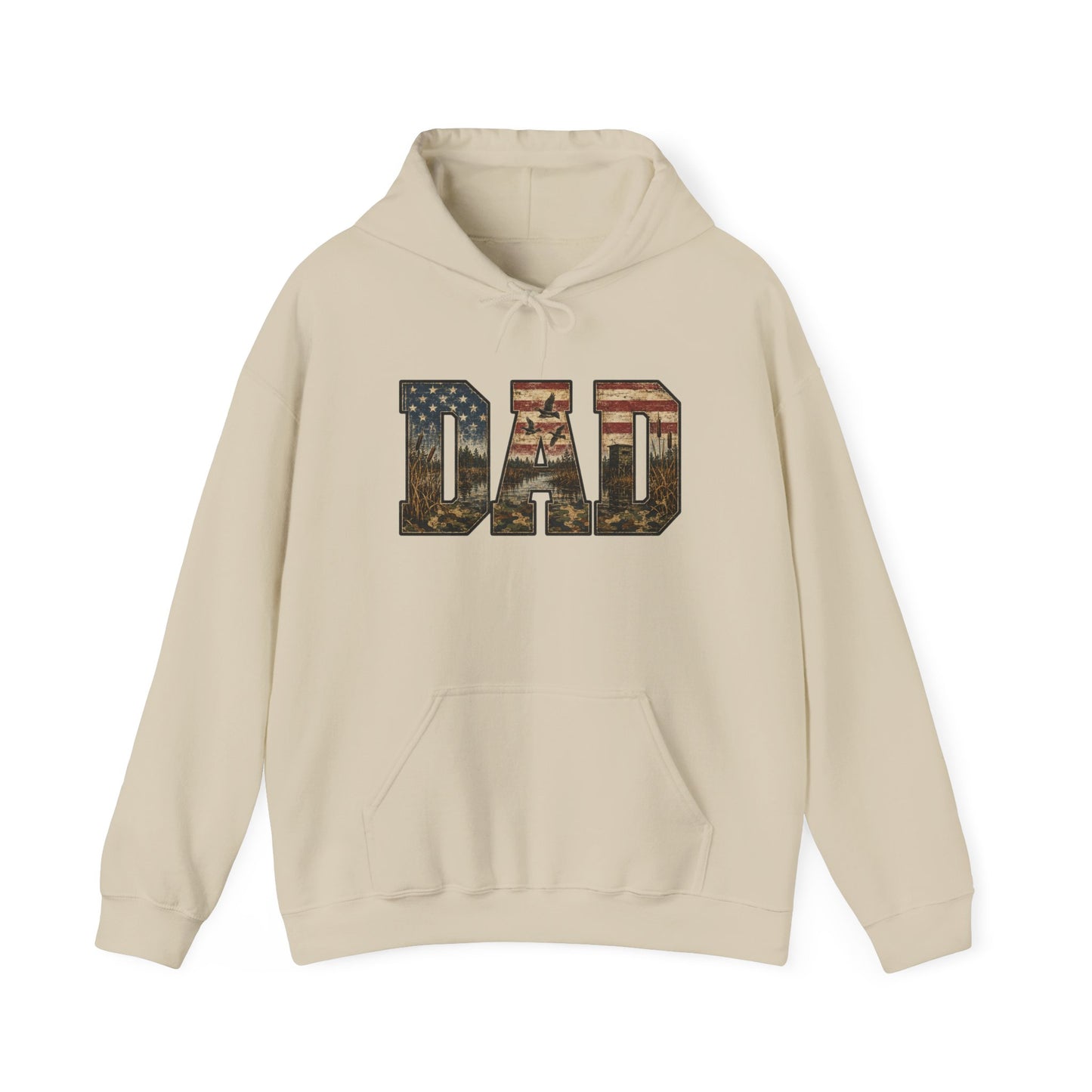 Dad Patriotic Flag Hoodie — American Flag 'DAD' Sweatshirt, Fathers Day Gift