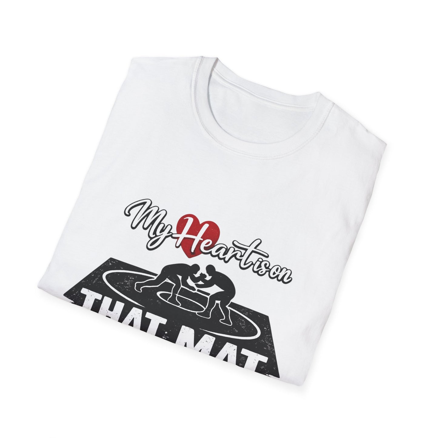 Wrestling T-Shirt — "My Heart Lives on That Mat" Graphic Tee