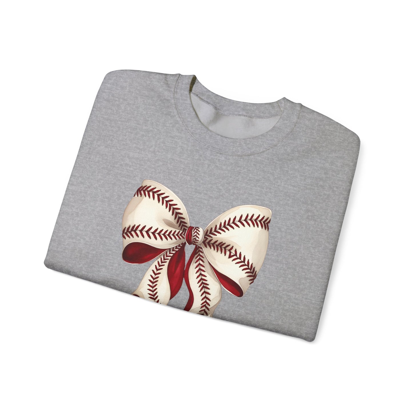 Baseball Stitch Bow Sweatshirt — Cute Sports Ribbon Crewneck