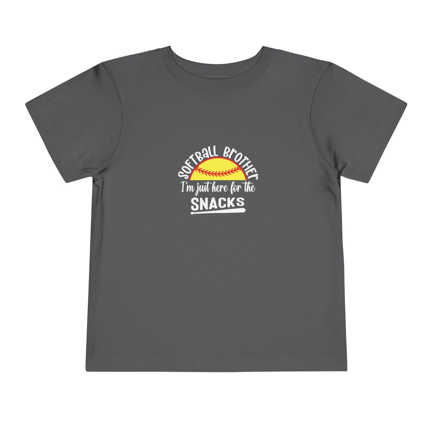 Toddler Tee – “Softball Brother I’m Just Here for the Snacks” Retro Sunset Kids Shirt