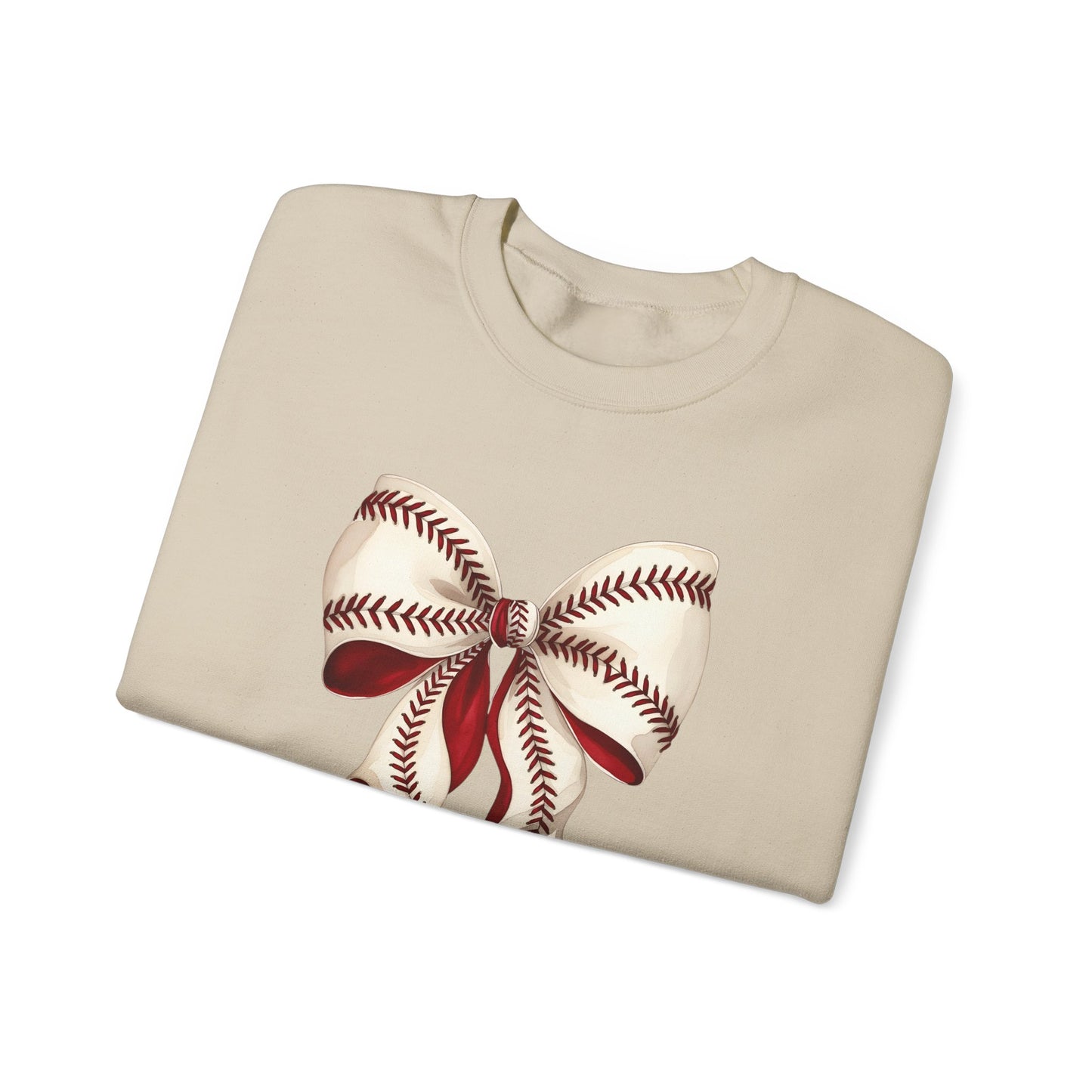 Baseball Stitch Bow Sweatshirt — Cute Sports Ribbon Crewneck