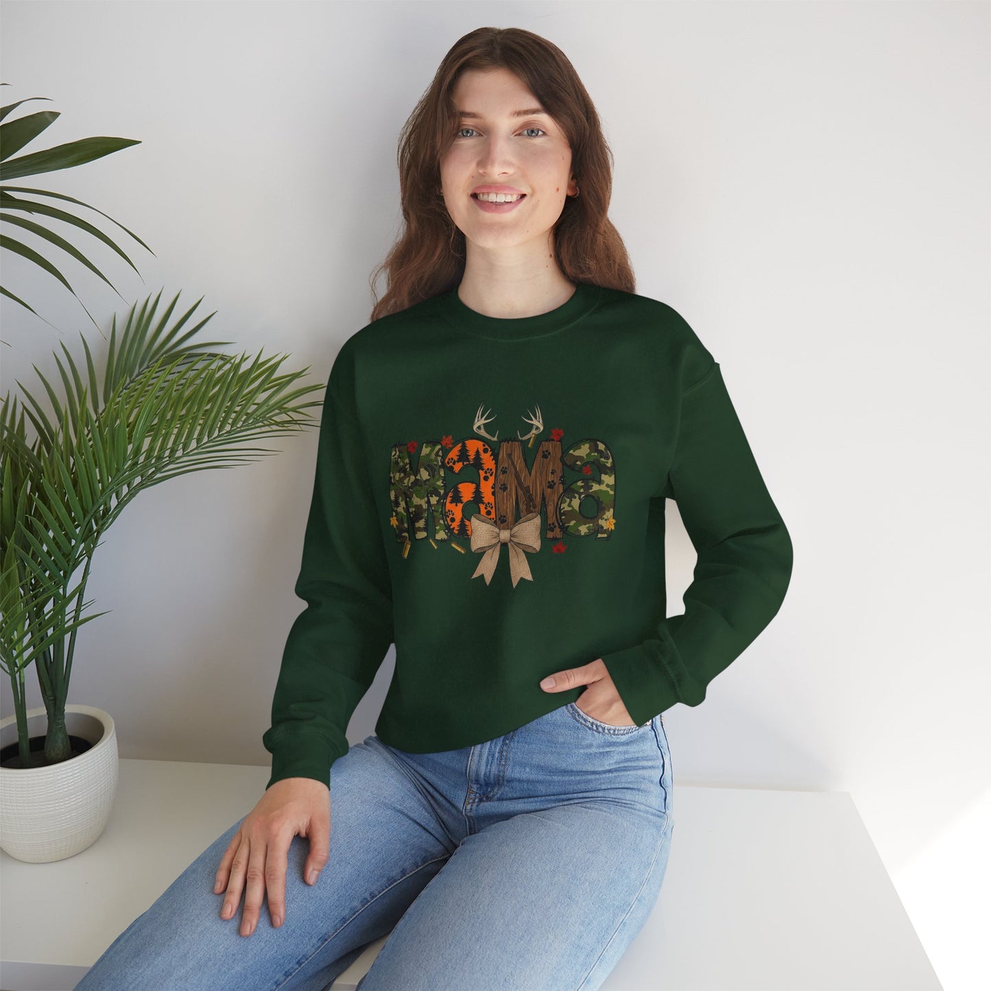 Mama Woodland Plaid Crewneck Sweatshirt