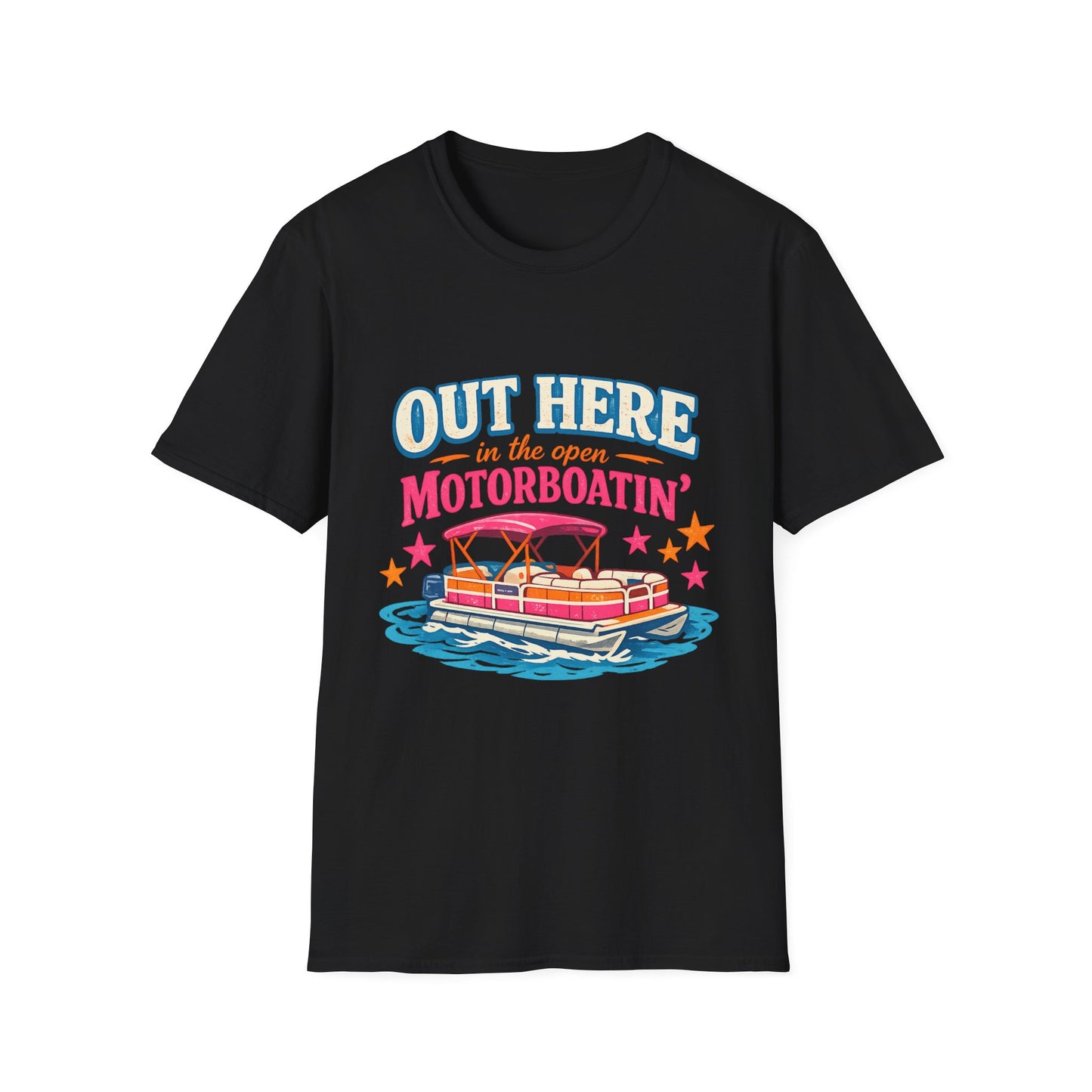Motorboatin' T-Shirt — "Out Here in the Open" Retro Boat Graphic