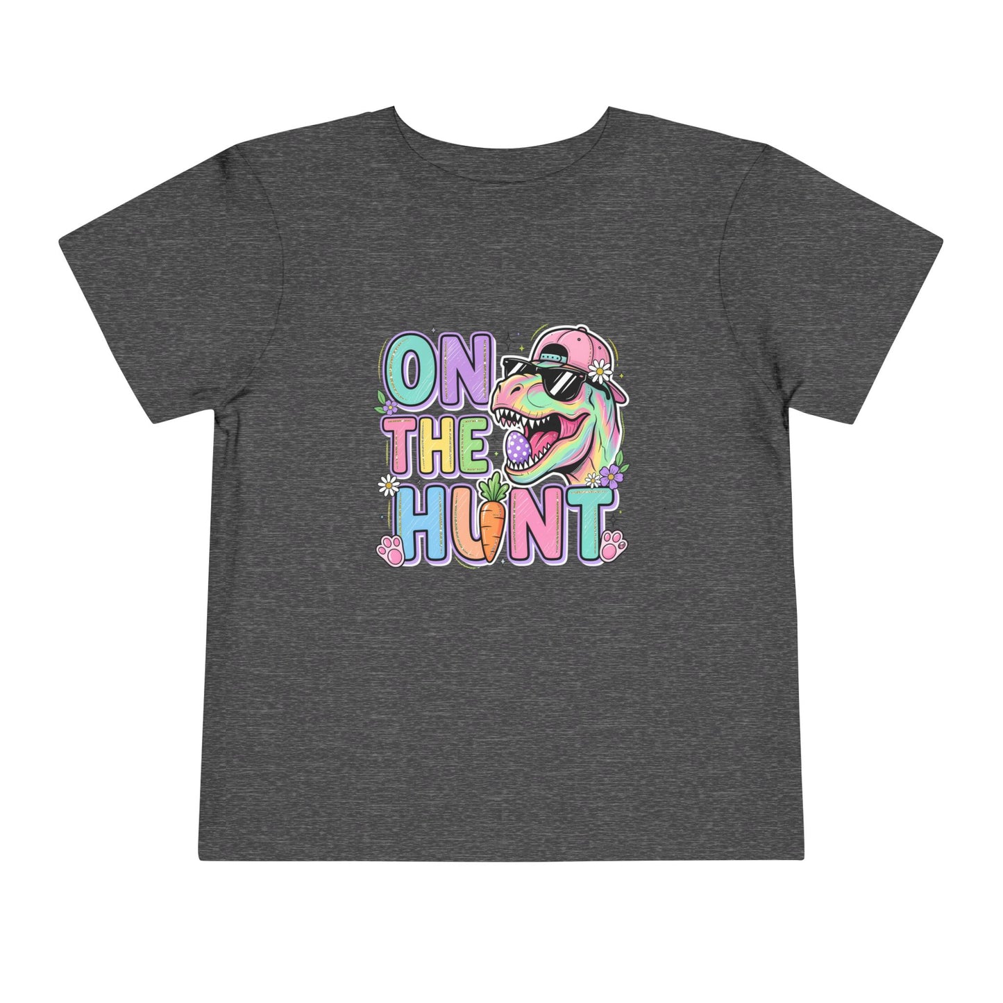 Toddler Tee — "On The Hunt" Colorful Dino Graphic