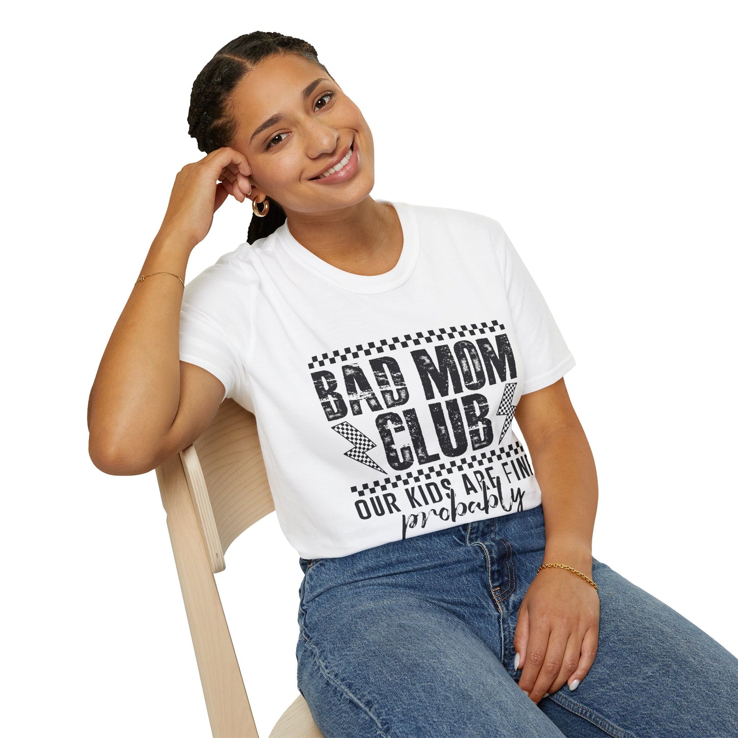 Bad Mom Club T-Shirt – "Our Kids Are Fine (Probably)" Funny Mom Tee