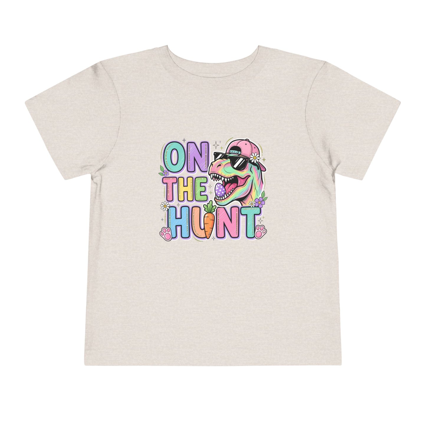 Toddler Tee — "On The Hunt" Colorful Dino Graphic