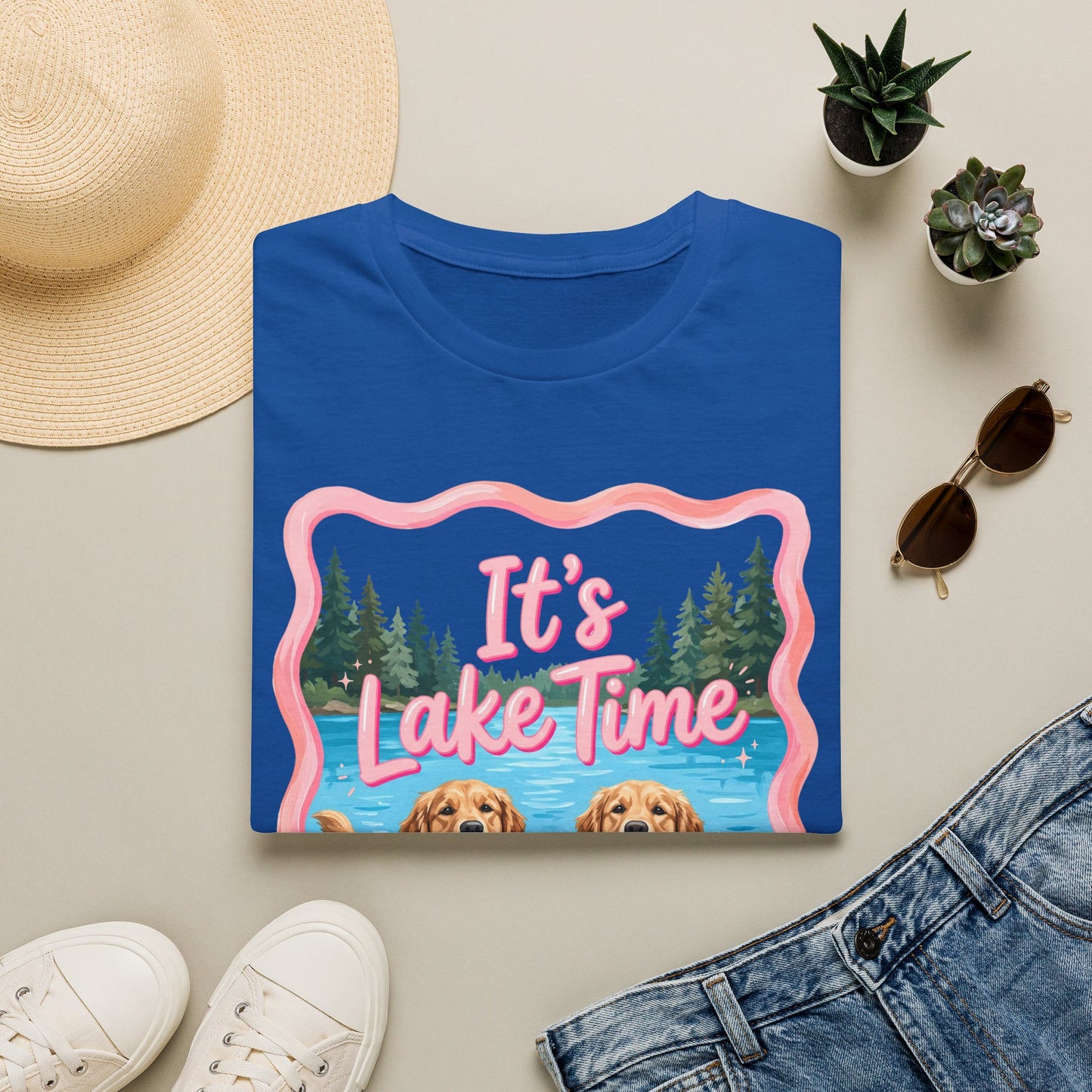 It's Lake Time T-Shirt — Cute Golden Retriever Lake Vibes Tee