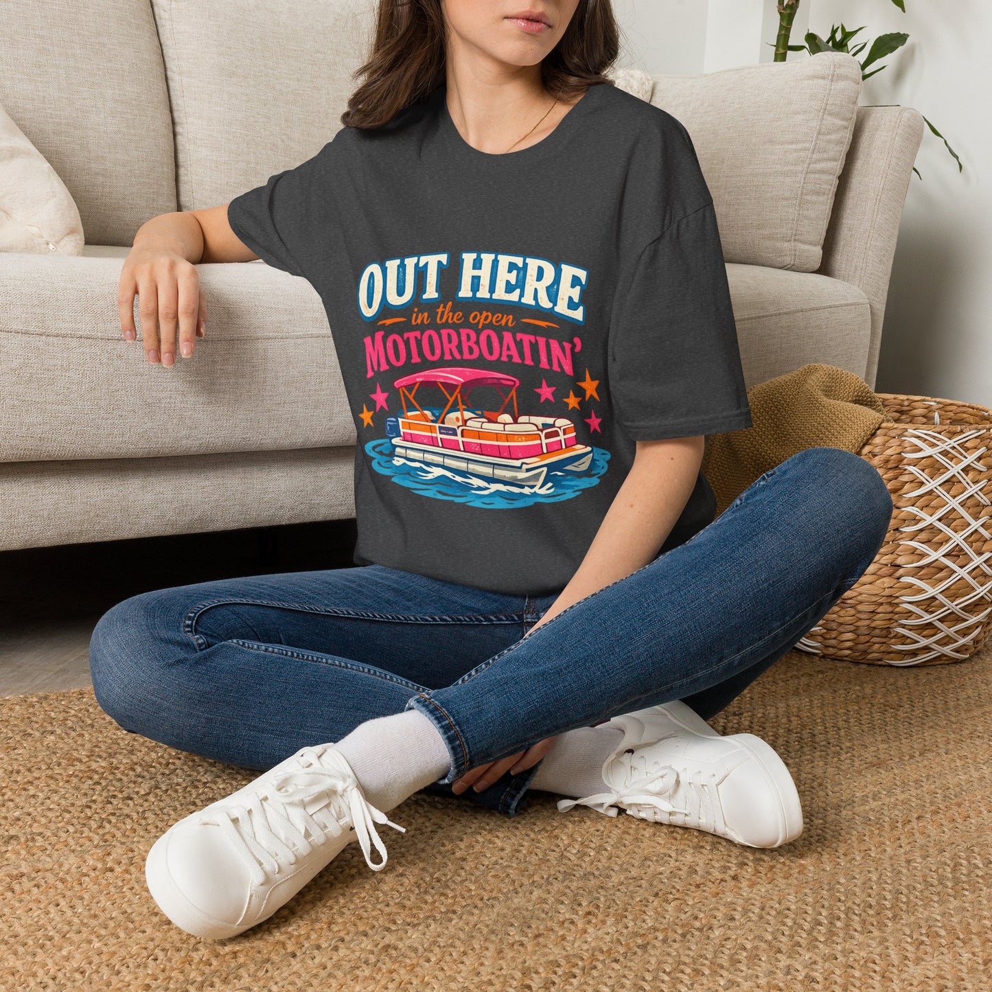 Motorboatin' T-Shirt — "Out Here in the Open" Retro Boat Graphic