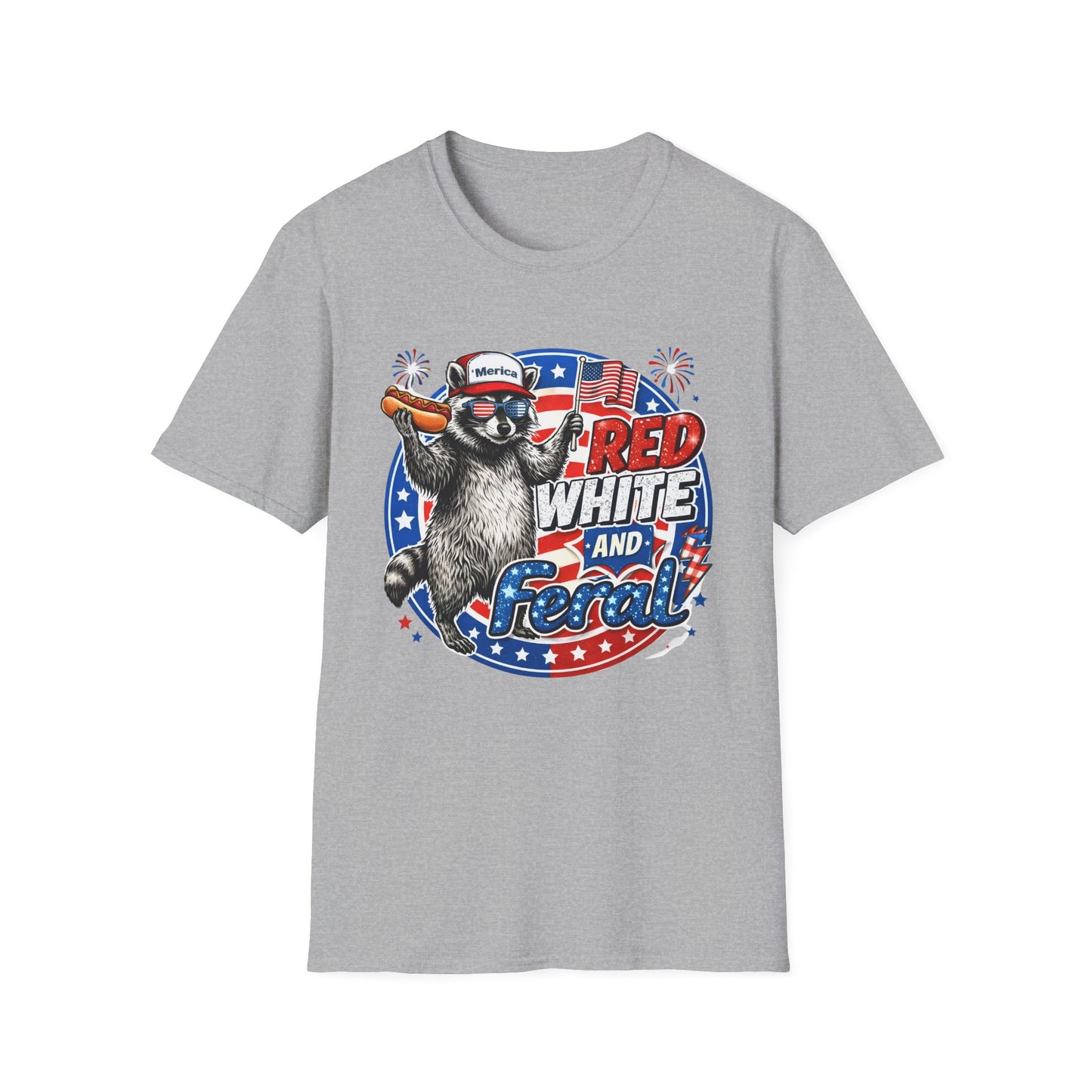 Patriotic Raccoon 'Red, White and Proud' T-Shirt