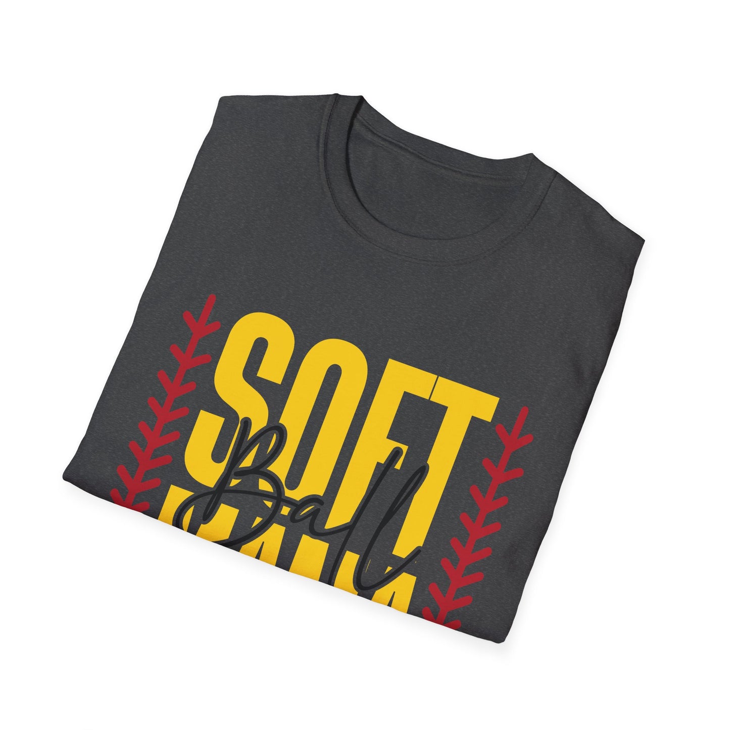 Softball Mama T-Shirt — Vintage Yellow & Red Softball Mom Tee