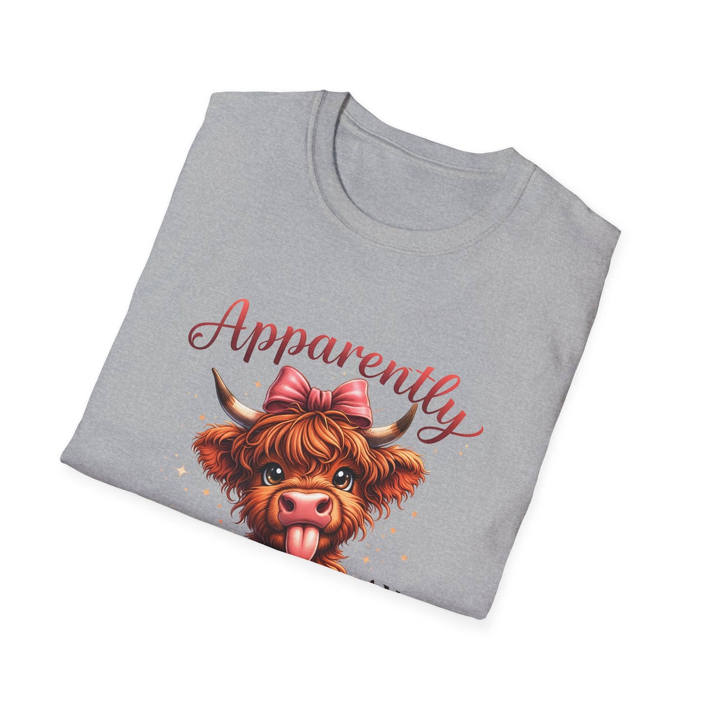 T-Shirt — "Apparently I Have An Attitude" Cute Highland Cow Graphic Tee