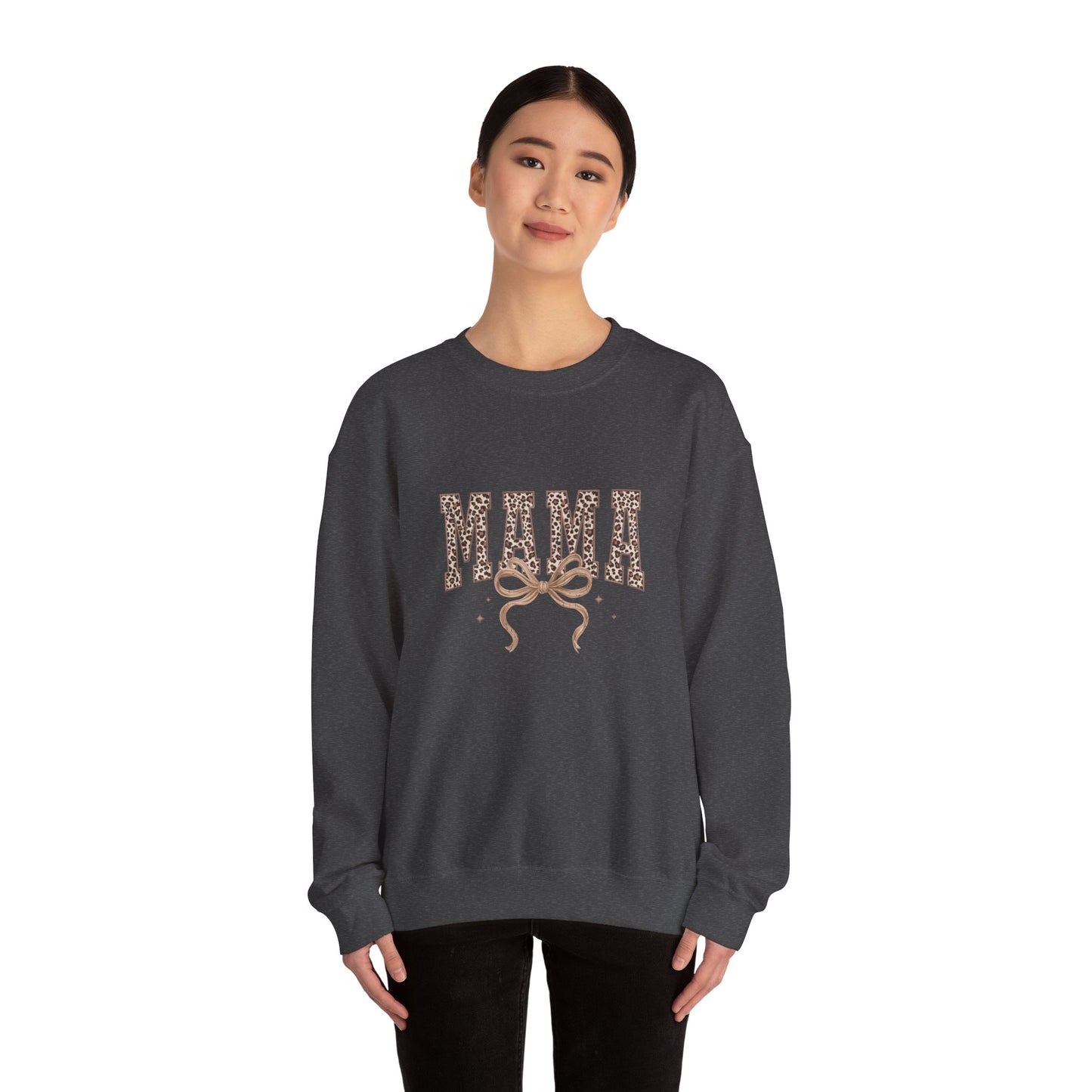Mama Leopard Ribbon Crewneck Sweatshirt