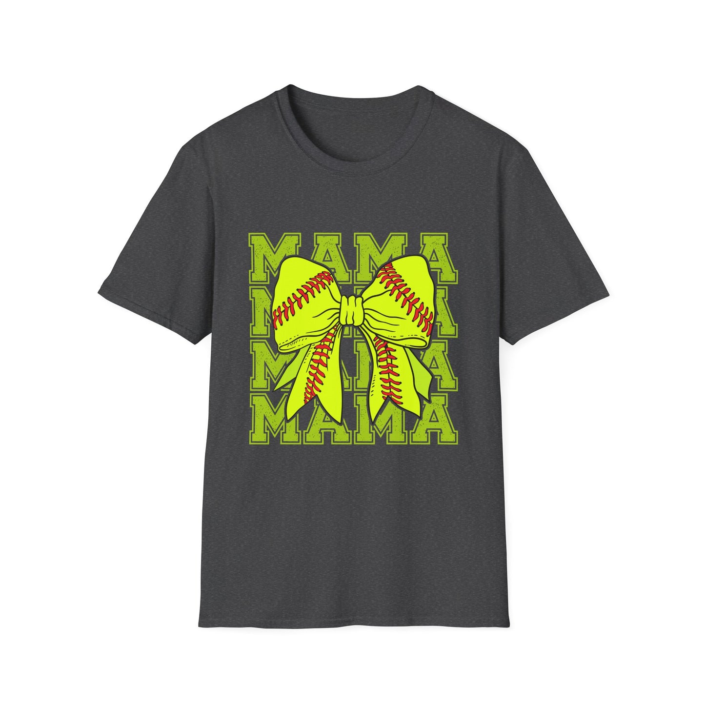 Softball Mama T-Shirt – Neon Bow & 'MAMA' Graphic