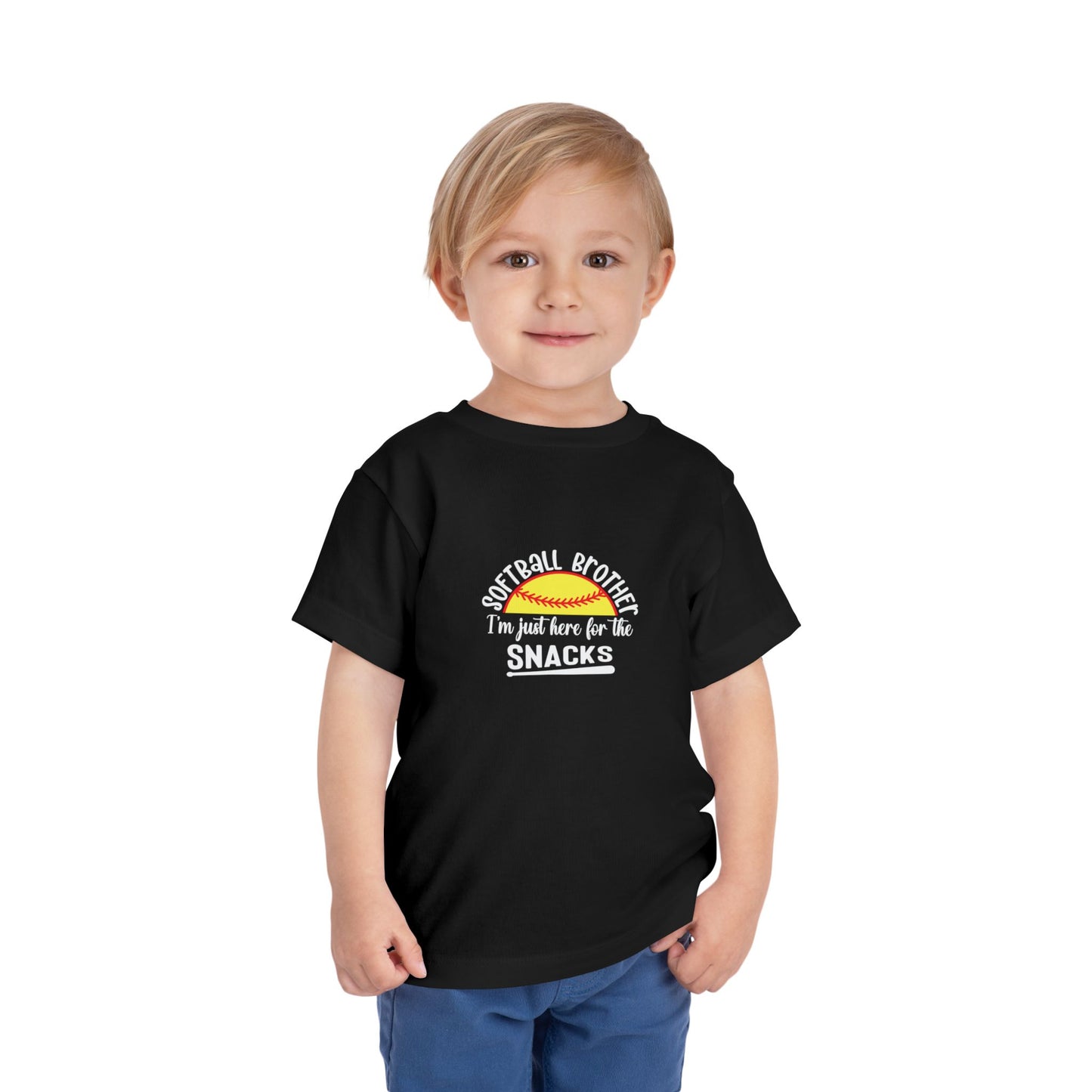 Toddler Tee – “Softball Brother I’m Just Here for the Snacks” Retro Sunset Kids Shirt